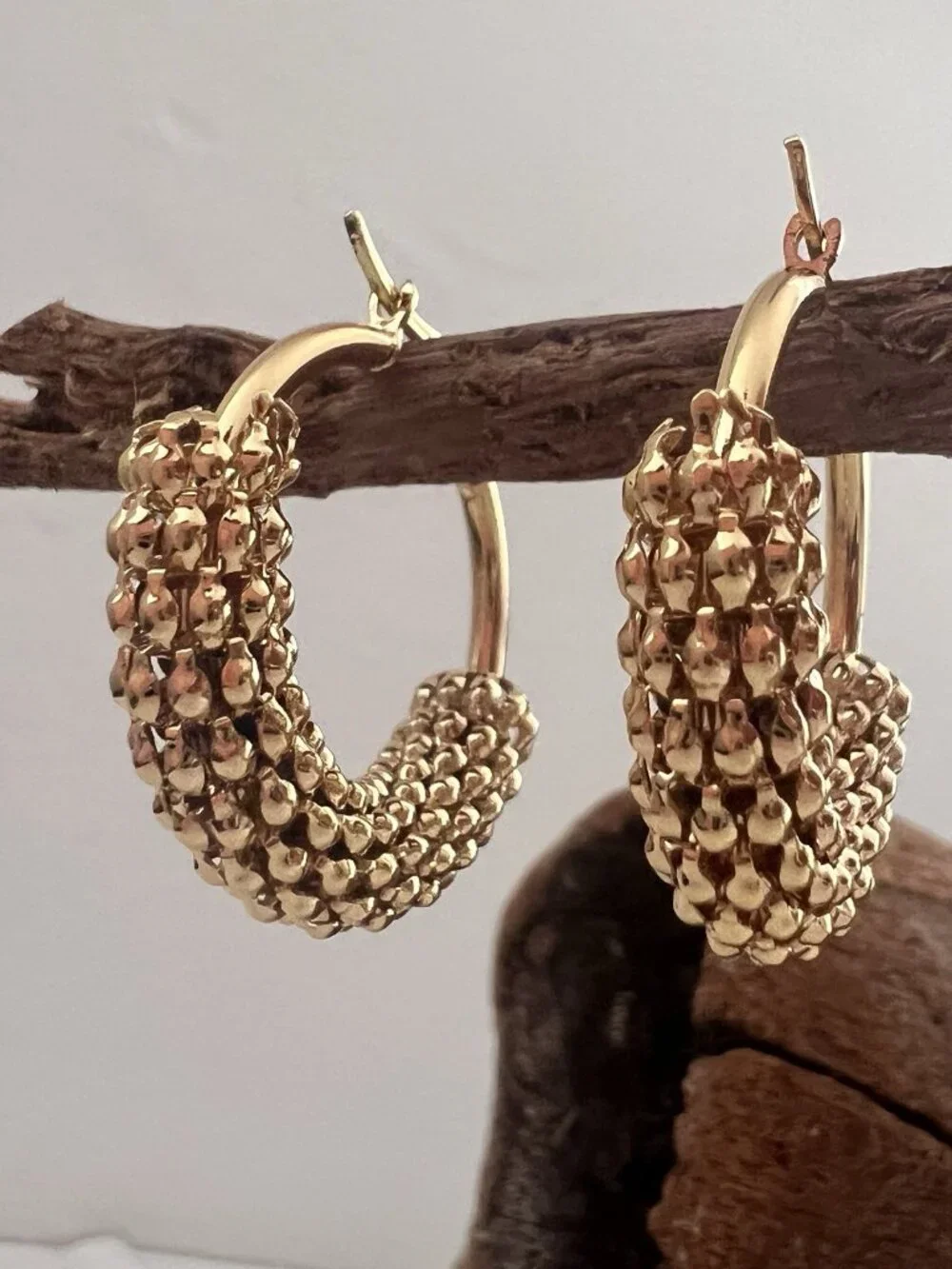 European American Gold Plated Texture C-Shaped Earrings Stainless Steel Jewelry